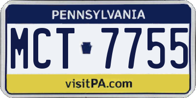 PA license plate MCT7755