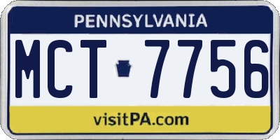 PA license plate MCT7756