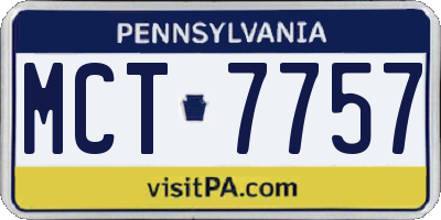 PA license plate MCT7757