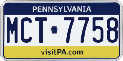 PA license plate MCT7758