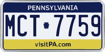 PA license plate MCT7759