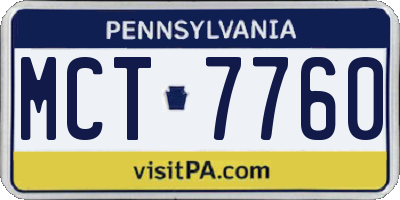 PA license plate MCT7760