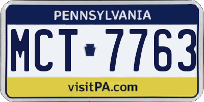 PA license plate MCT7763