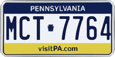 PA license plate MCT7764