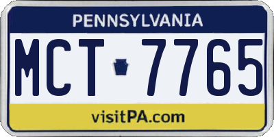 PA license plate MCT7765