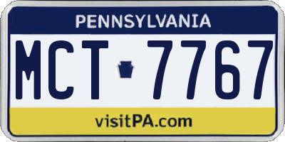 PA license plate MCT7767