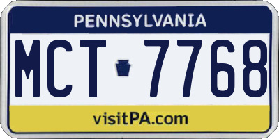 PA license plate MCT7768