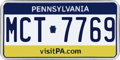 PA license plate MCT7769