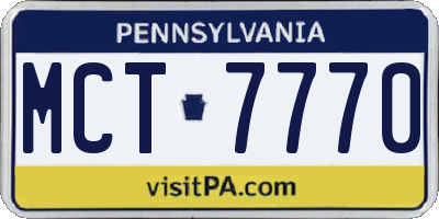 PA license plate MCT7770