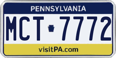 PA license plate MCT7772
