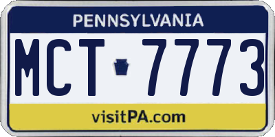 PA license plate MCT7773