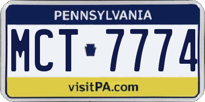 PA license plate MCT7774