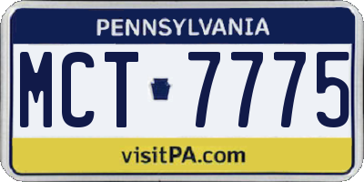 PA license plate MCT7775