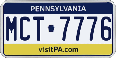 PA license plate MCT7776