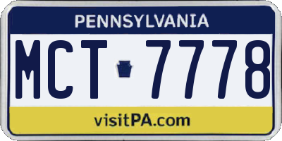 PA license plate MCT7778