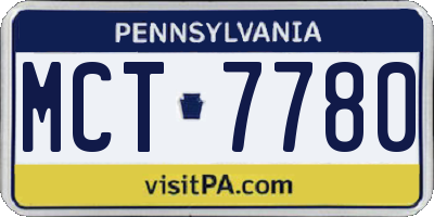 PA license plate MCT7780