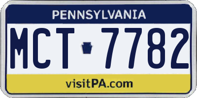 PA license plate MCT7782