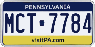PA license plate MCT7784