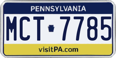 PA license plate MCT7785