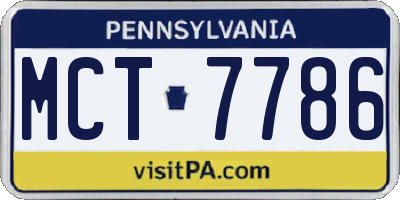 PA license plate MCT7786
