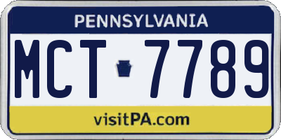 PA license plate MCT7789