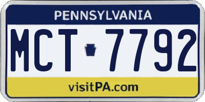 PA license plate MCT7792