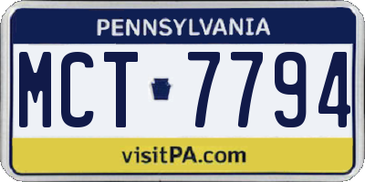 PA license plate MCT7794
