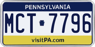 PA license plate MCT7796