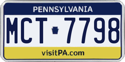 PA license plate MCT7798