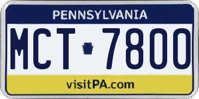 PA license plate MCT7800