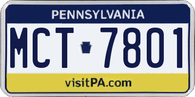 PA license plate MCT7801