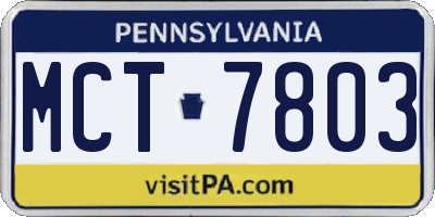PA license plate MCT7803