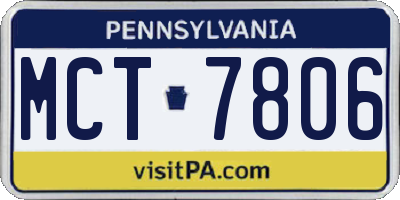 PA license plate MCT7806