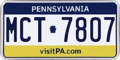 PA license plate MCT7807