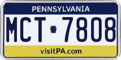 PA license plate MCT7808
