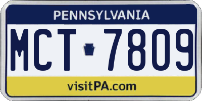PA license plate MCT7809