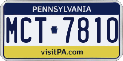 PA license plate MCT7810