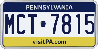 PA license plate MCT7815