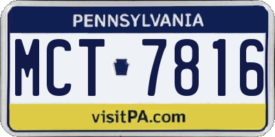 PA license plate MCT7816