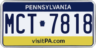 PA license plate MCT7818