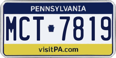 PA license plate MCT7819