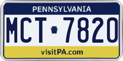 PA license plate MCT7820
