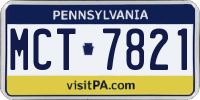 PA license plate MCT7821