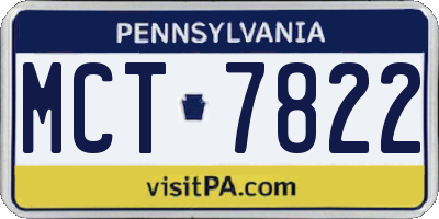 PA license plate MCT7822