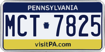 PA license plate MCT7825