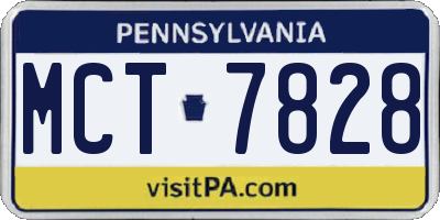PA license plate MCT7828