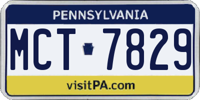 PA license plate MCT7829
