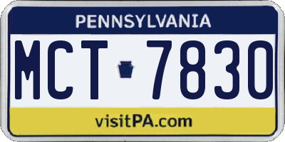 PA license plate MCT7830