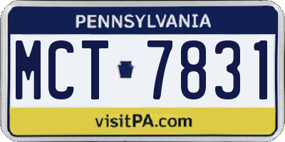 PA license plate MCT7831
