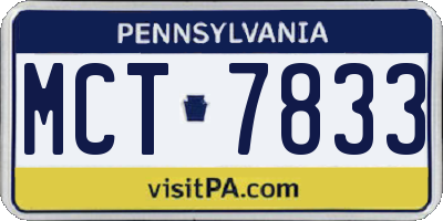 PA license plate MCT7833